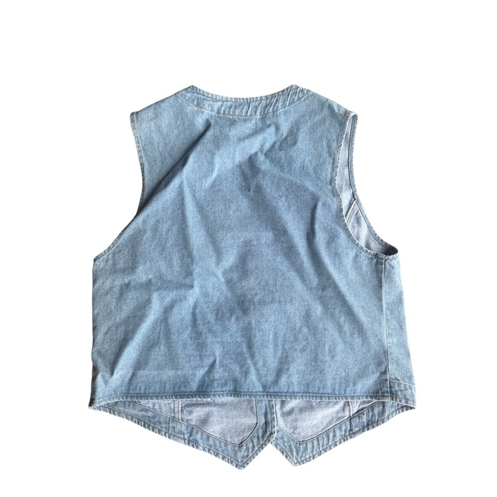 Vintage Stampede Denim Floral Embroidered Vest Large Garden Cottagecore 90s - Picture 3 of 3